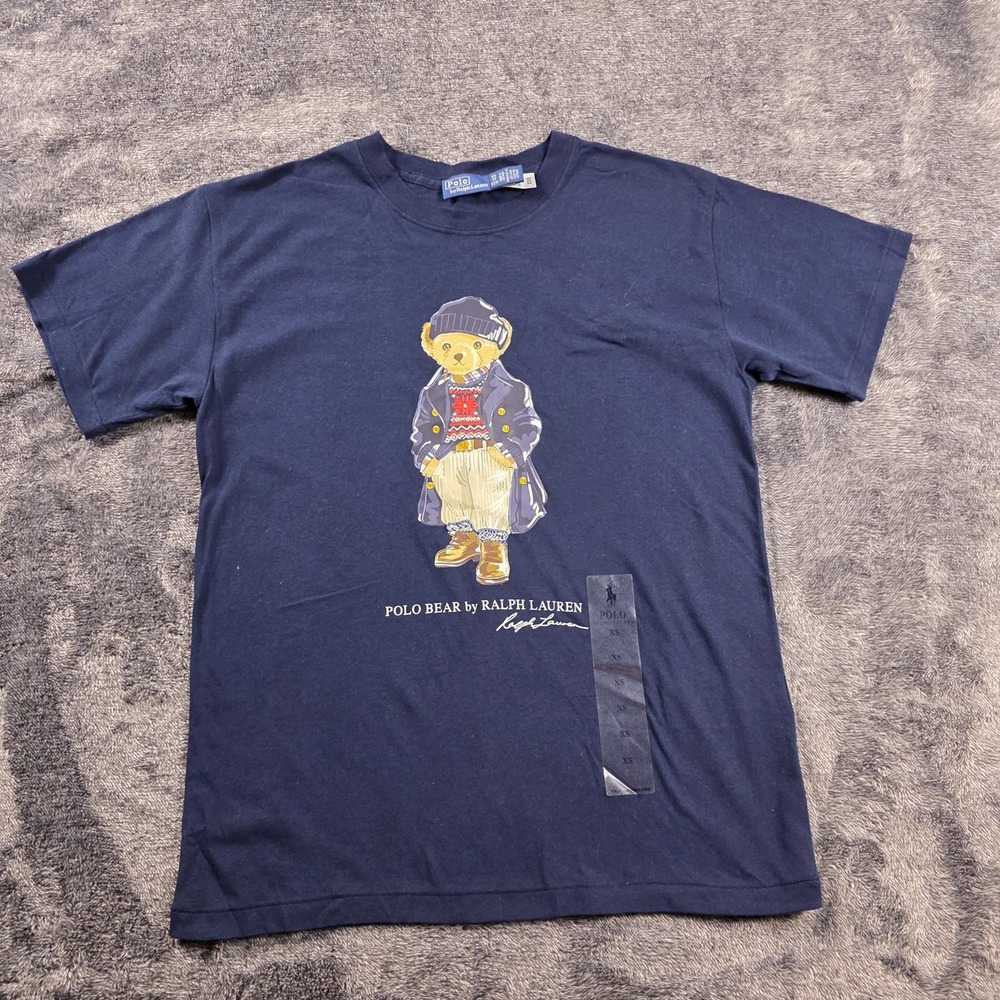 Ralph Lauren Polo Bear Jersey Tee Shirt Womens XS Blue